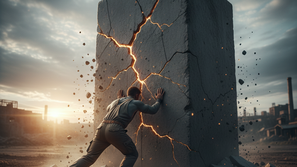 Human pushing against a block