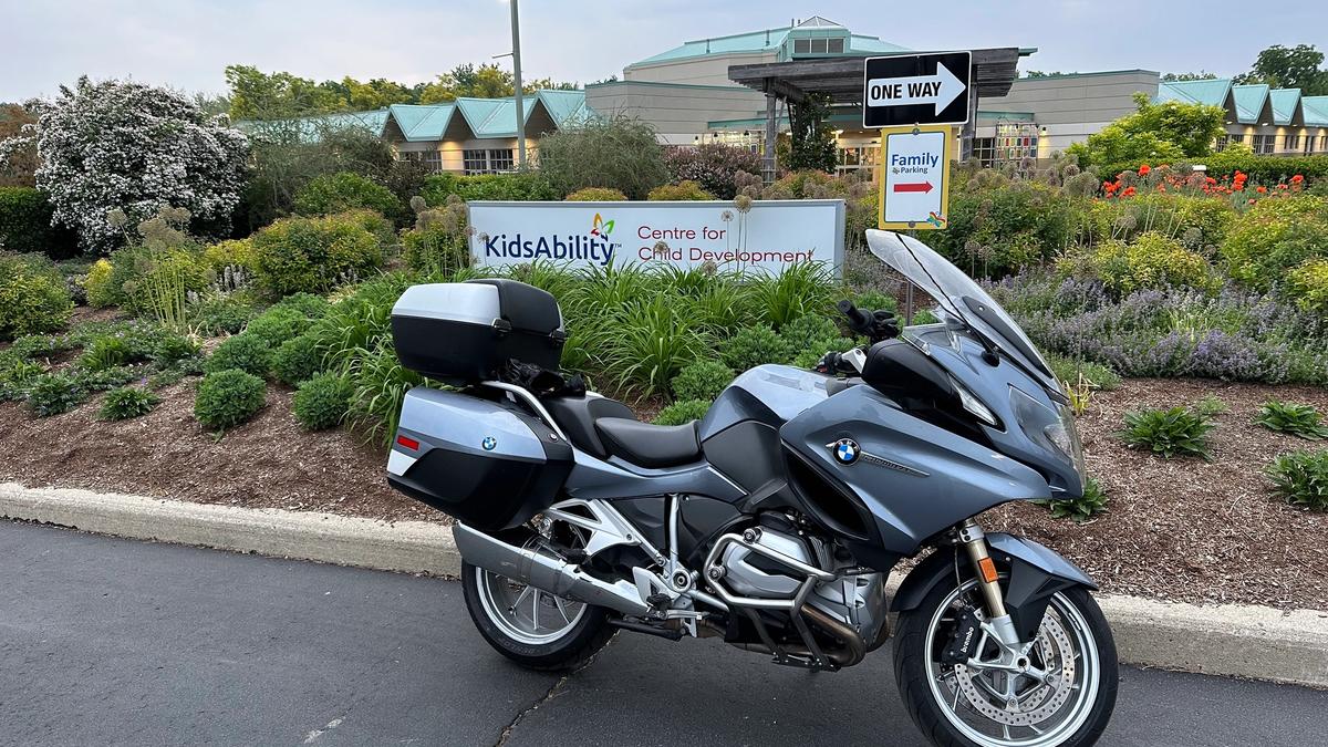 Motorcycle in front of KidsAbility