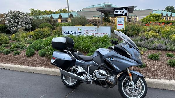 Motorcycle in front of KidsAbility