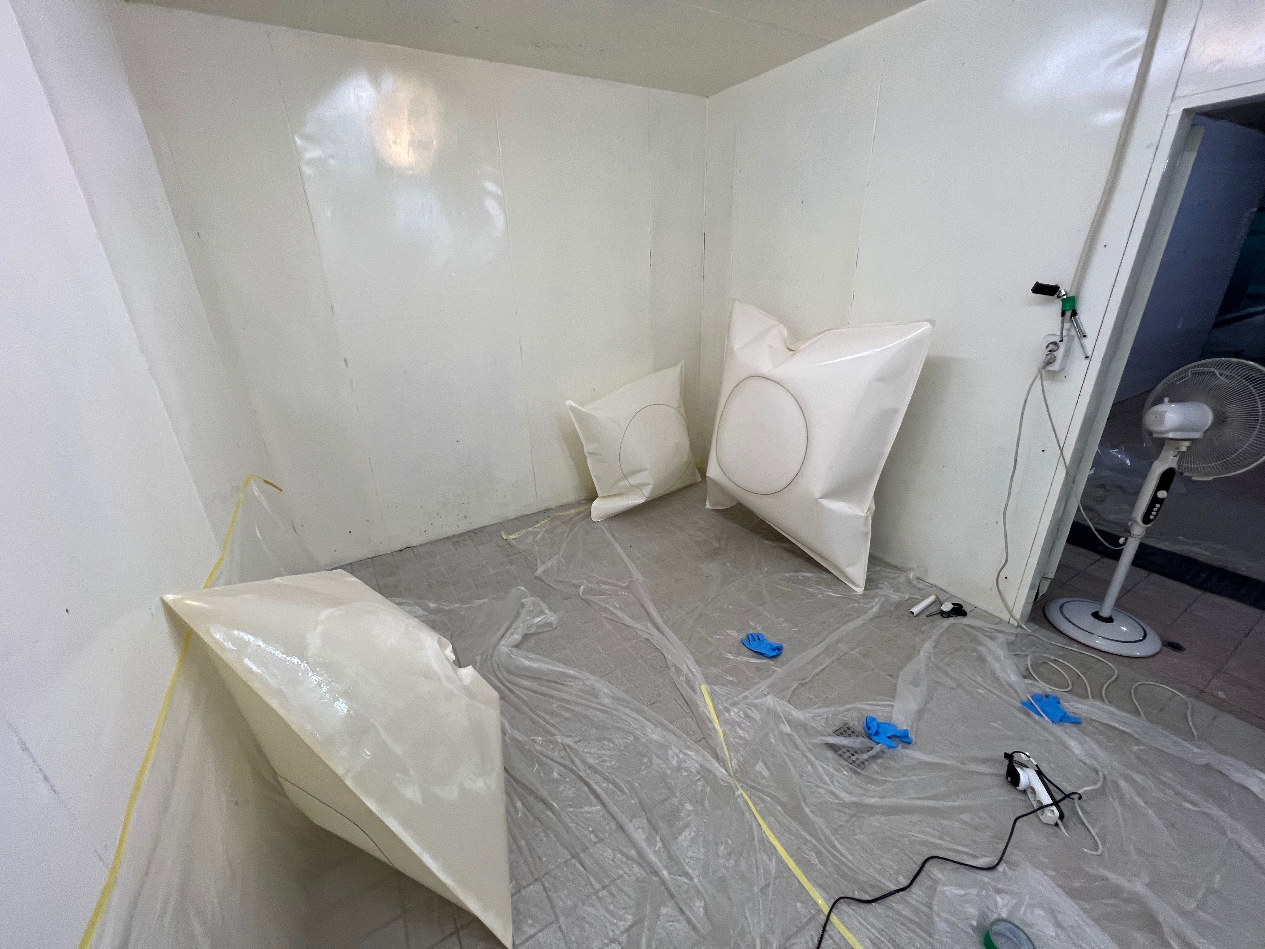 The walk in freezer, converted to resin room