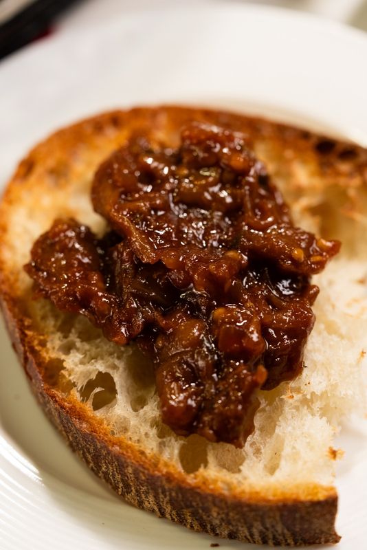 Toast with bacon jam