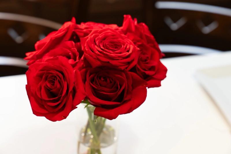 Roses on table