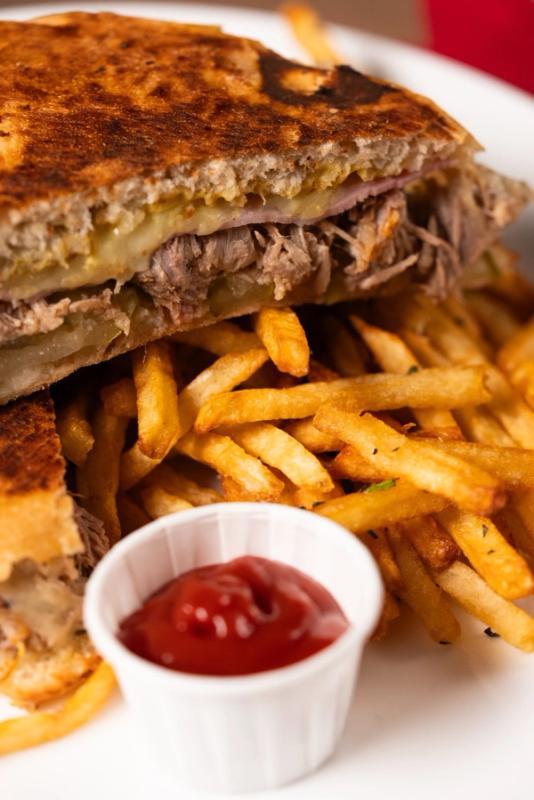 Cubano sandwich with fries
