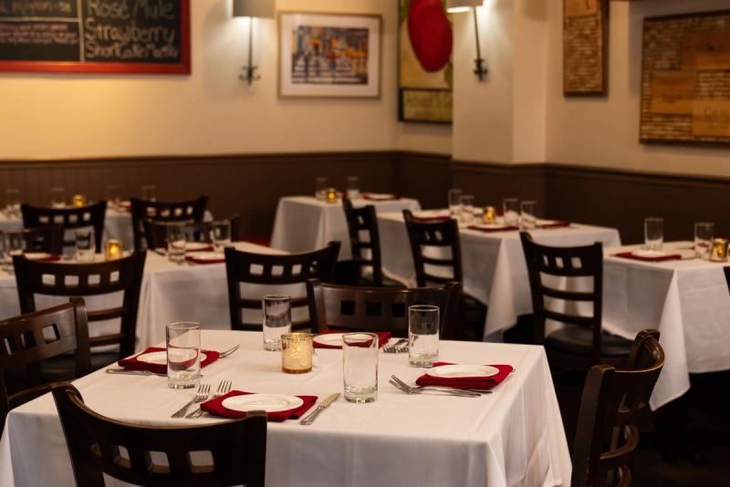 Dining room with art