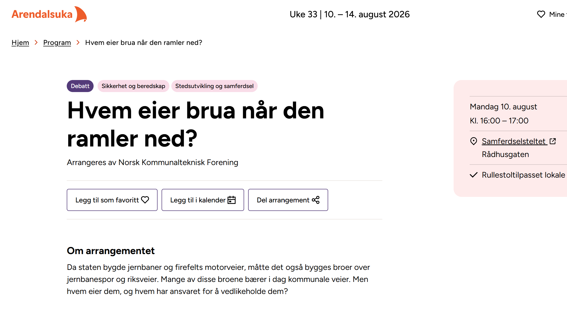 Foto: Skjermdump fra arendalsuka.no.