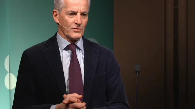 Statsminister Jonas Gahr Støre under lanseringen. Skjermdump: regjeringen.no