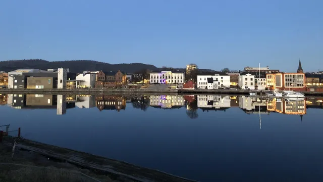 Nordlige del av Porsgrunn sentrum, sett fra Vessia. Foto: Elise Brændaas