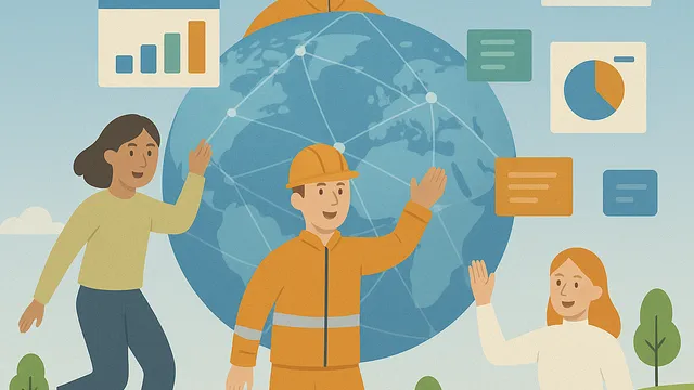 Glade kommunalteknikkere som jobber med fri sluppet data. Foto: ChatGPT