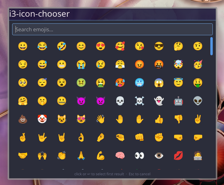 screenshot of emoji picker window