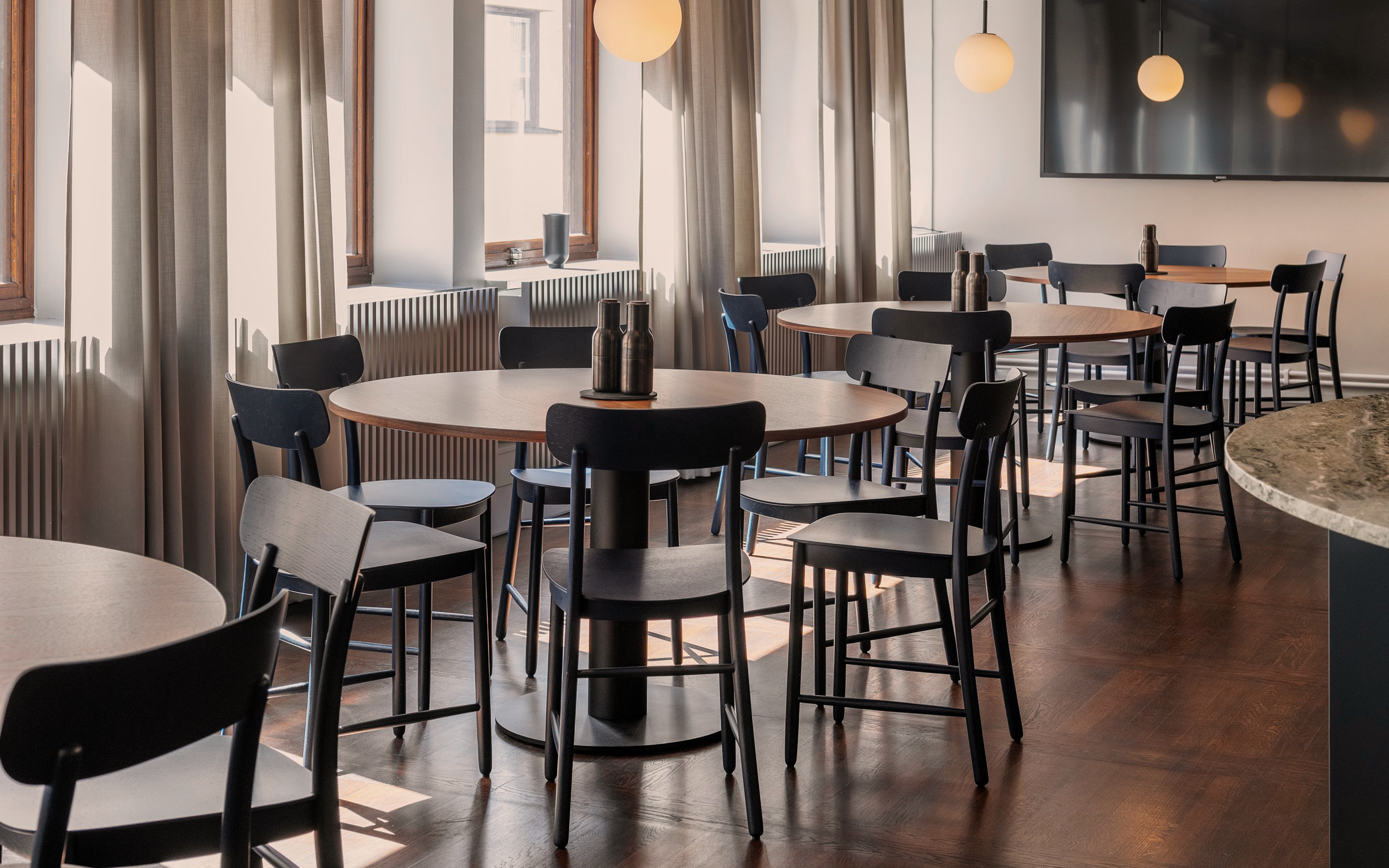 Figurine Chairs in the lunchroom.