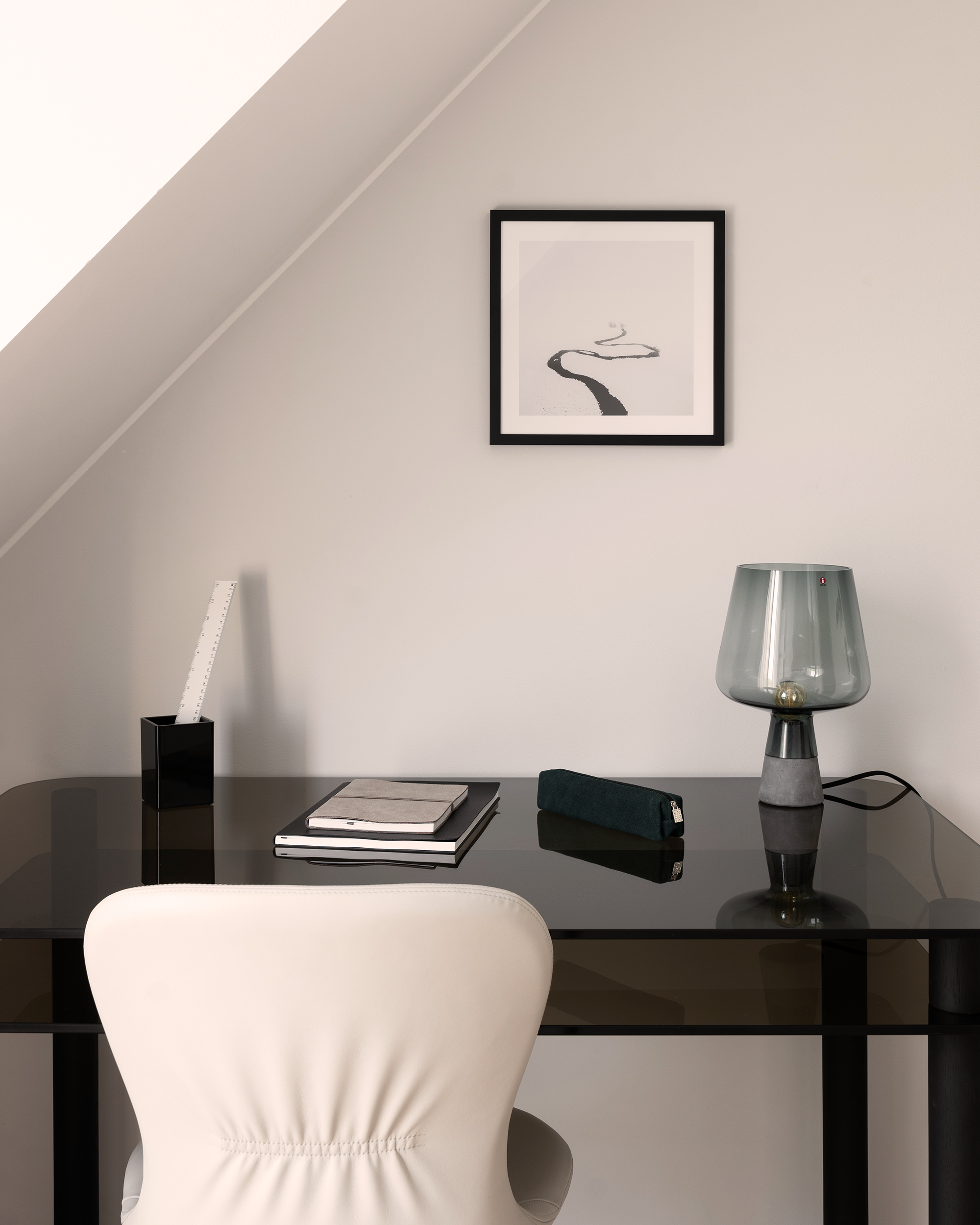 Big Sur Desk and Myko Swivel Chair in home office.