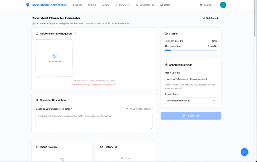 image of Consistent Character AI