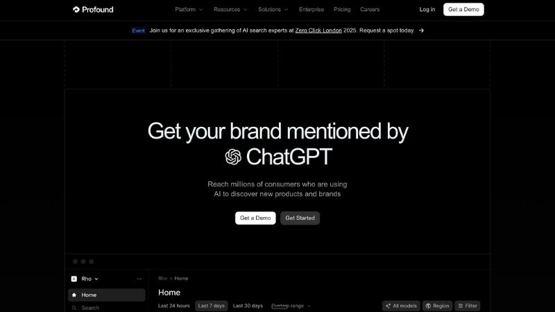 Profound enterprise AI visibility platform for large e-commerce brands showing SOC 2 compliance, content optimization for product descriptions, deep analytics, and answer engine optimization starting at $99/month - best tool for enterprise online retailers needing security and advanced features