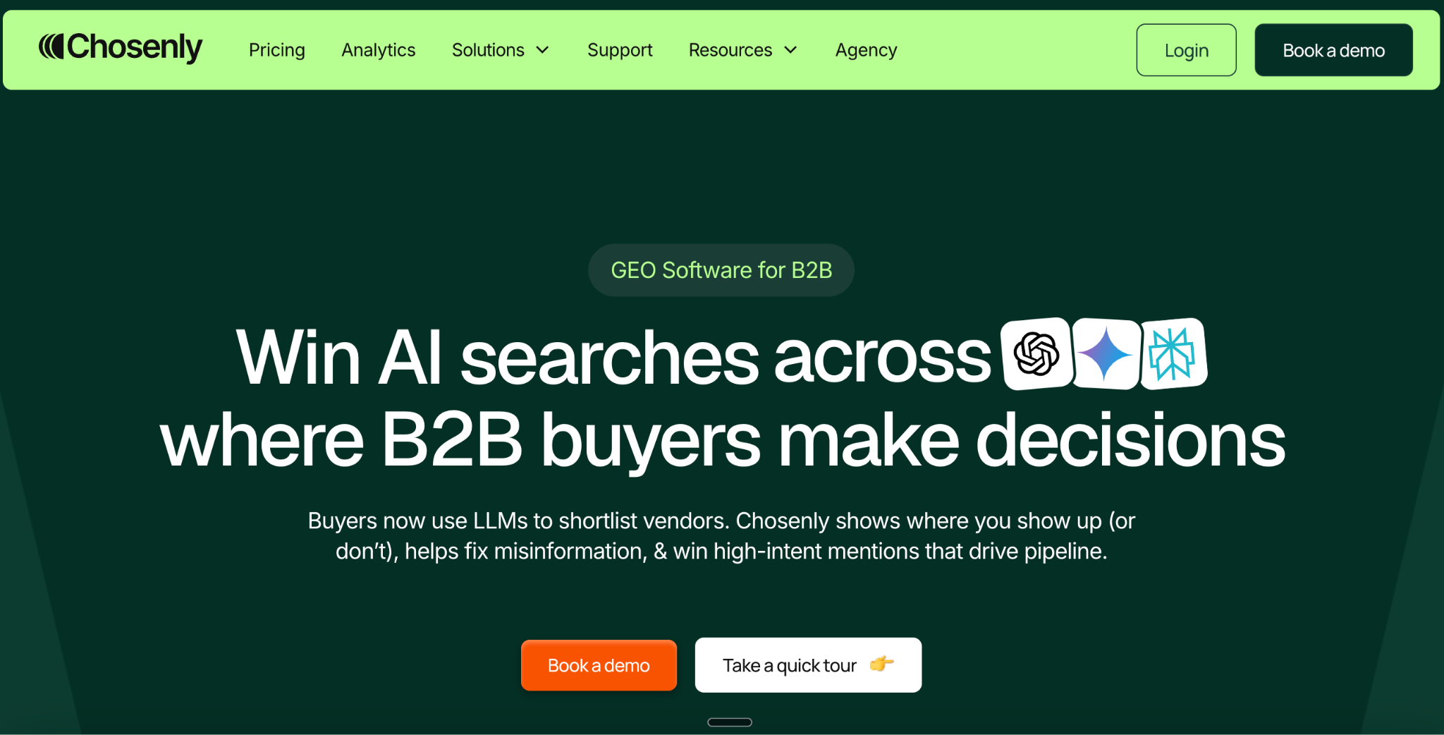Chosenly AI SEO platform dashboard for B2B companies