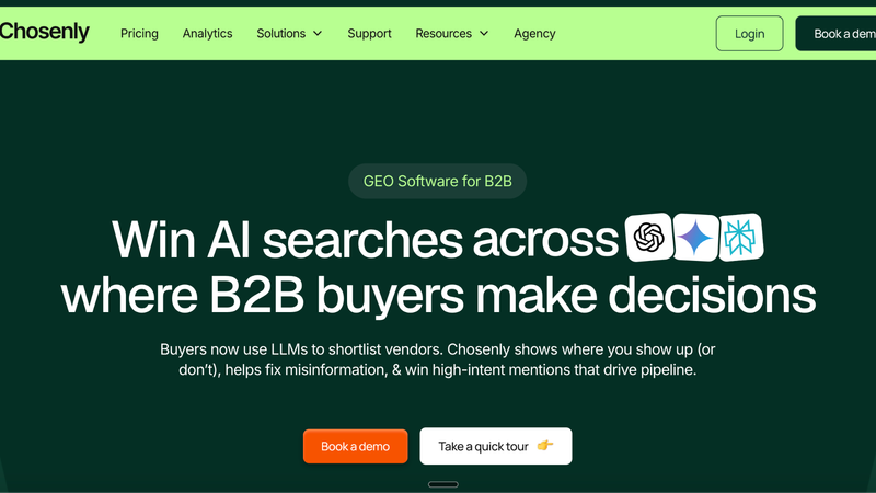 Chosenly AI SEO platform dashboard for B2B companies