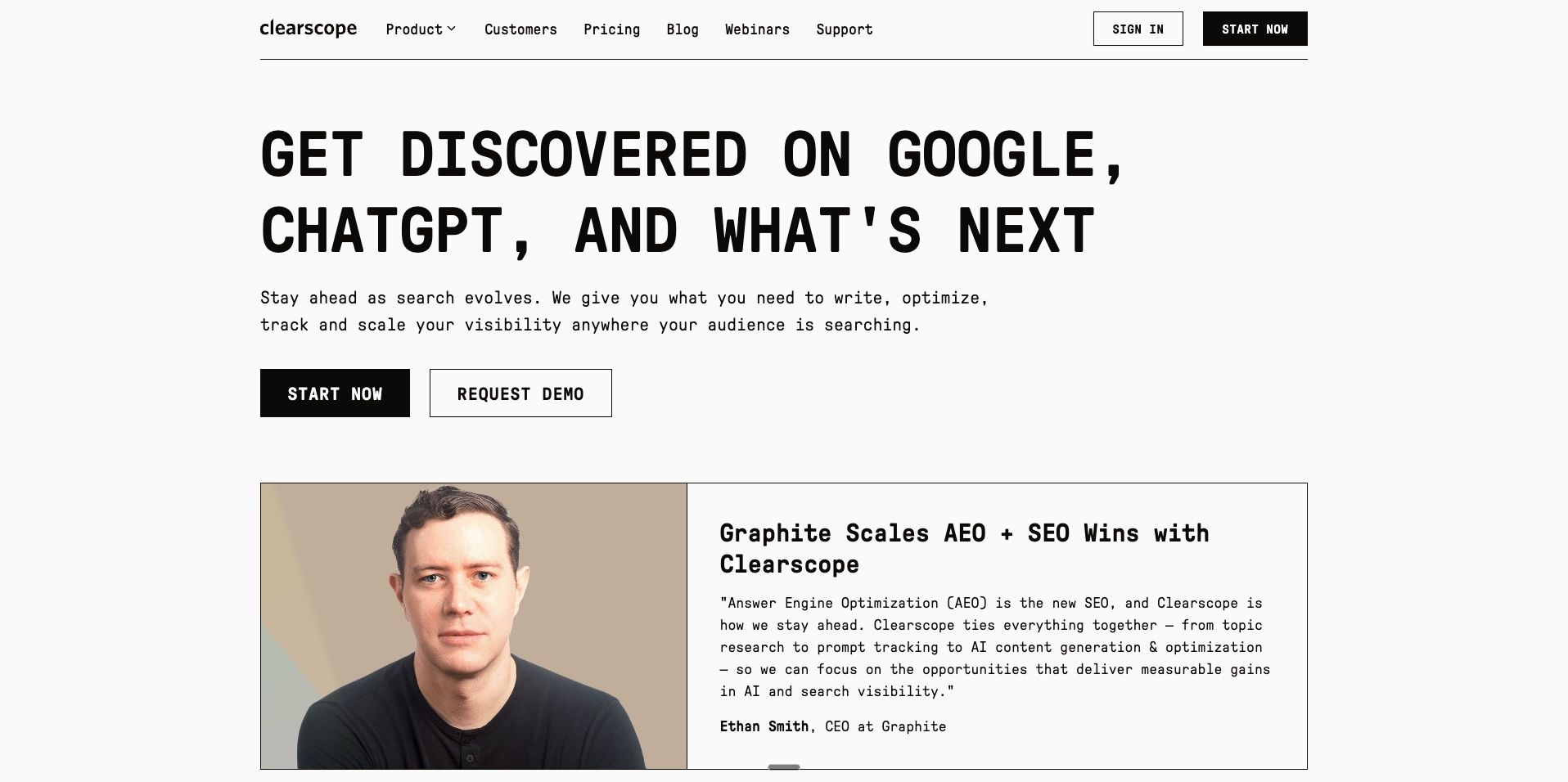 Clearscope Landing Page