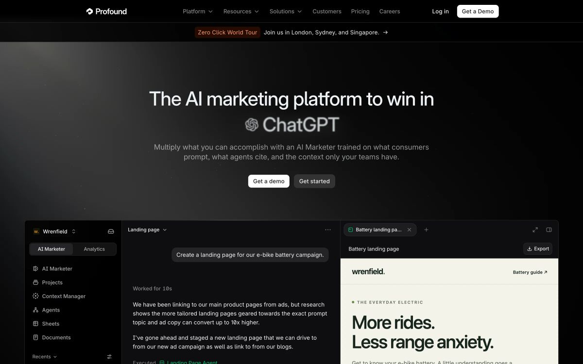 Profound homepage