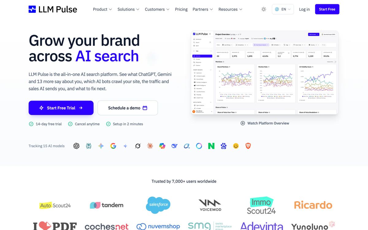 LLM Pulse homepage