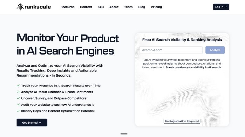 Rankscale showing credit-based AI visibility tracking with prompt runs across multiple AI engines and flexible usage controls for budget-focused teams.