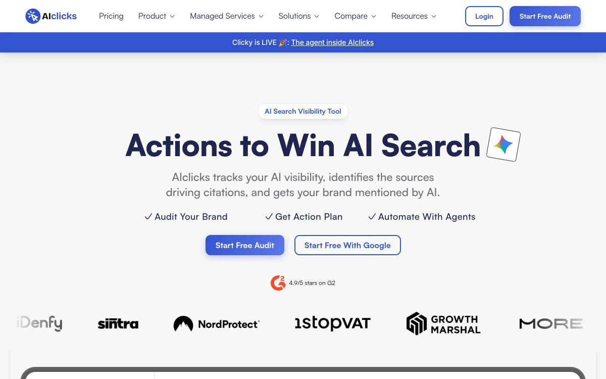 AIclicks homepage
