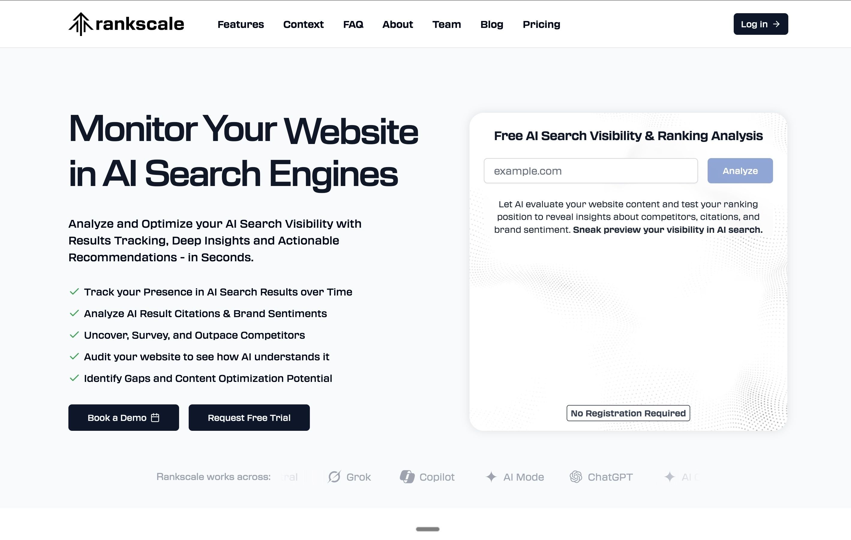 Rankscale AI visibility tracking platform homepage
