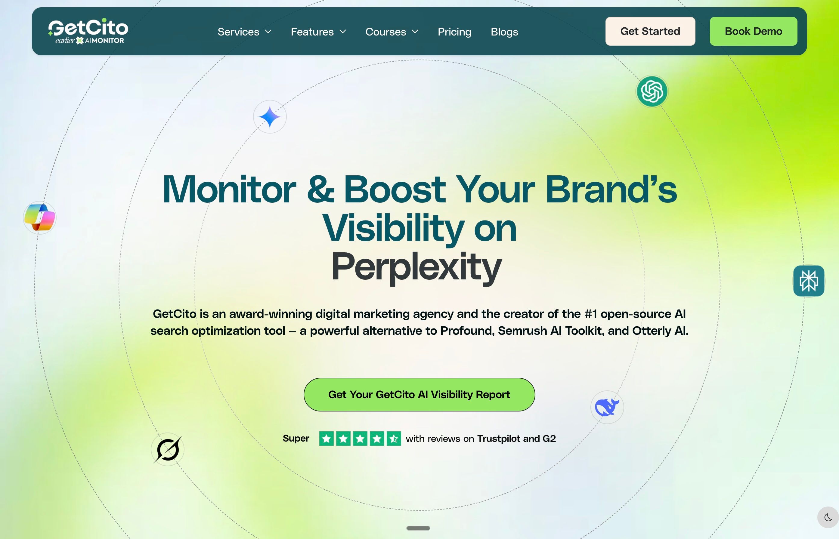 GetCito dashboard screenshot showing lightweight AI visibility monitoring and prompt tracking as a transparent alternative for GEO reporting