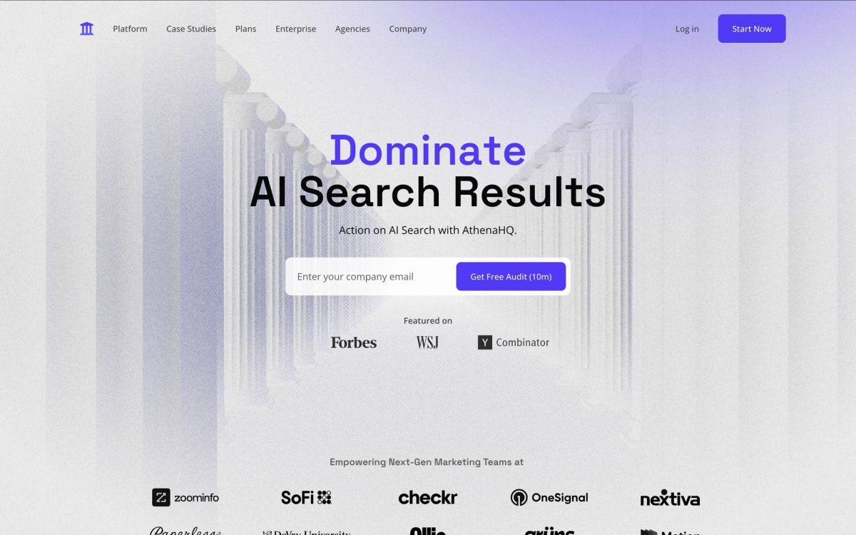 AthenaHQ website homepage
