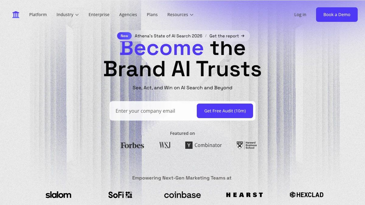 AthenaHQ website homepage, captured in September 2026
