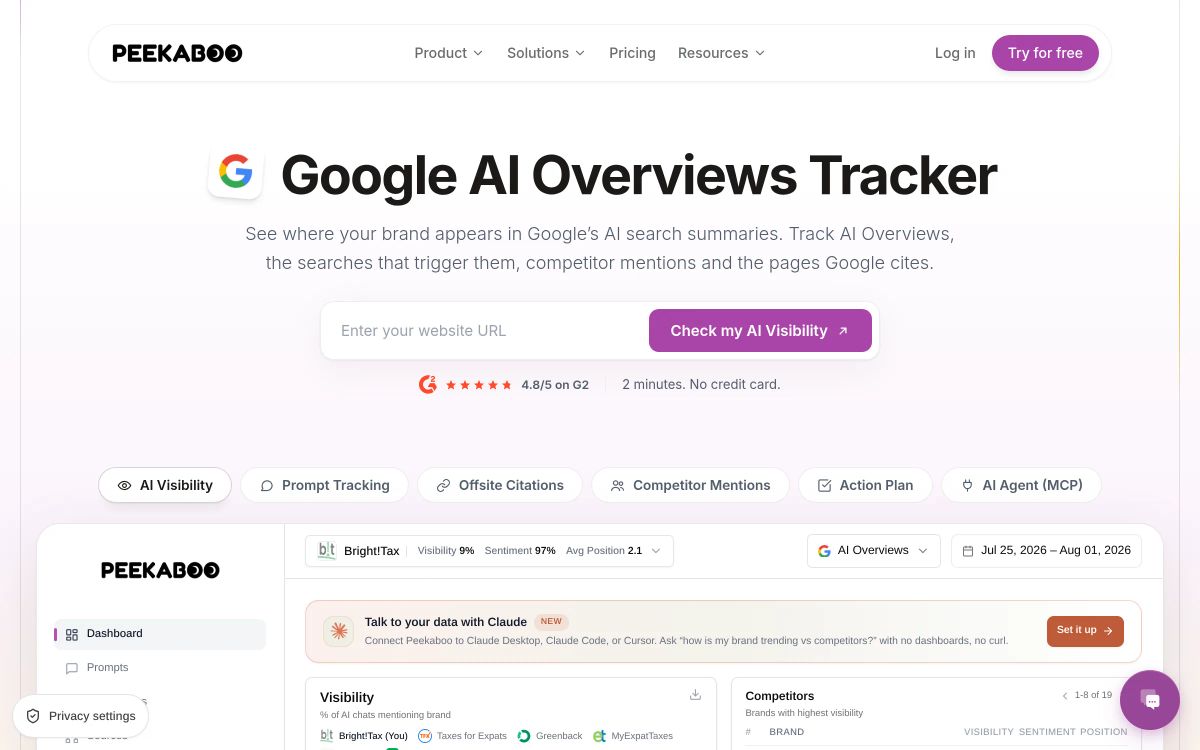 AI Peekaboo product page