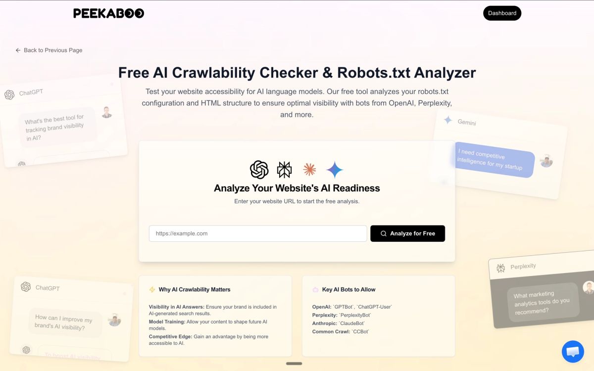 AI Peekaboo Free Crawlability & Robots.Txt Checker