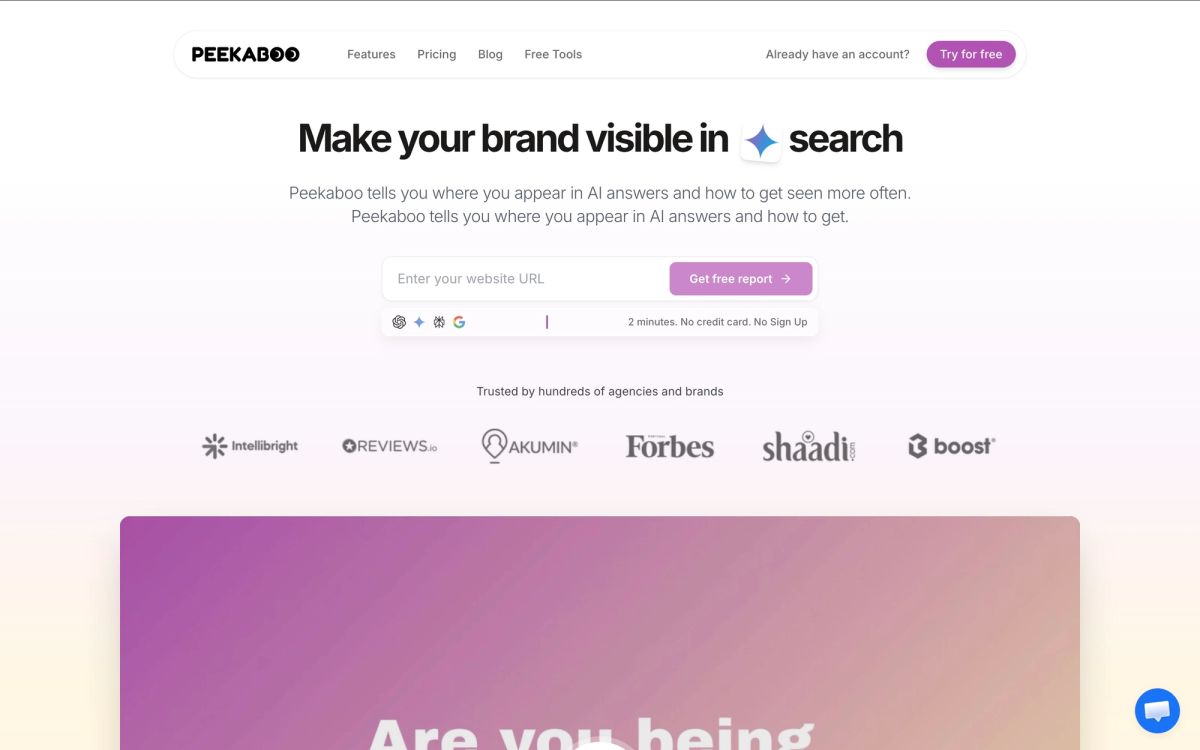 AI Peekaboo website homepage