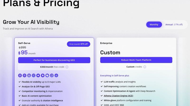 AthenaHQ pricing page