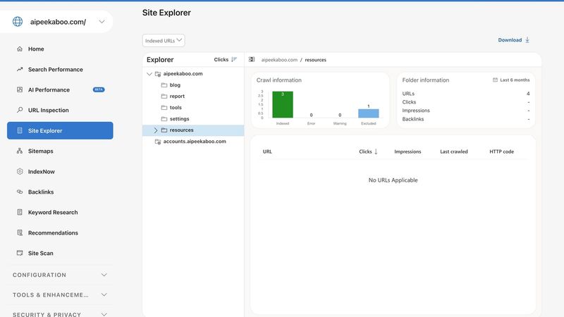 Bing Webmaster Tools Site Explorer