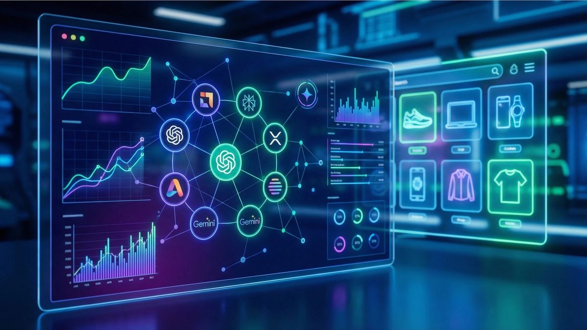 Visual guide to AI visibility tools for e-commerce in 2026 displaying product tracking platforms, conversational commerce features, pricing tiers, and ChatGPT shopping integration for online retailers and Shopify stores