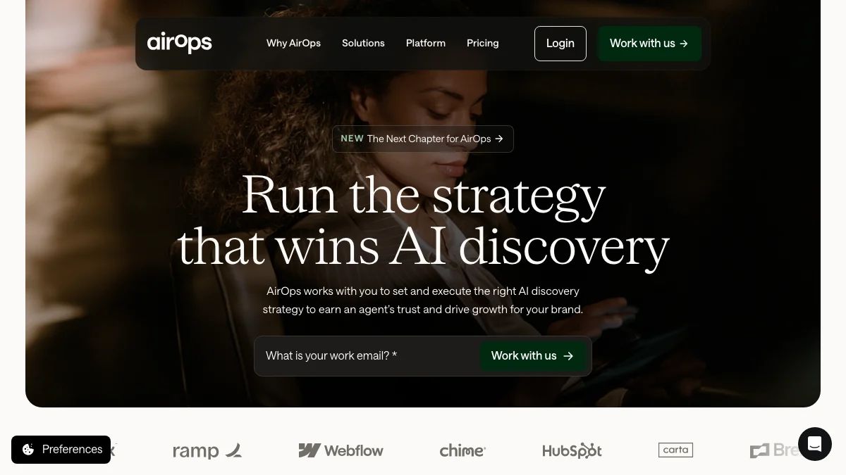 AirOps website homepage, captured in September 2026