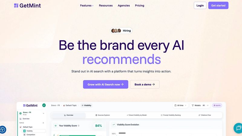 Screenshot of Mint AI visibility platform as an alternative to xFunnel AI for brands targeting the French market