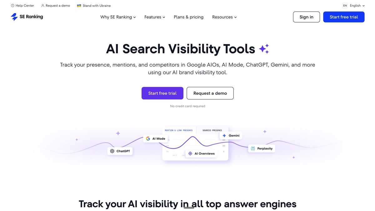 Comparison of SE Visible alternatives showing AI visibility tracking across ChatGPT, Google AI Mode, AI Overviews, Perplexity, and Gemini for GEO teams.