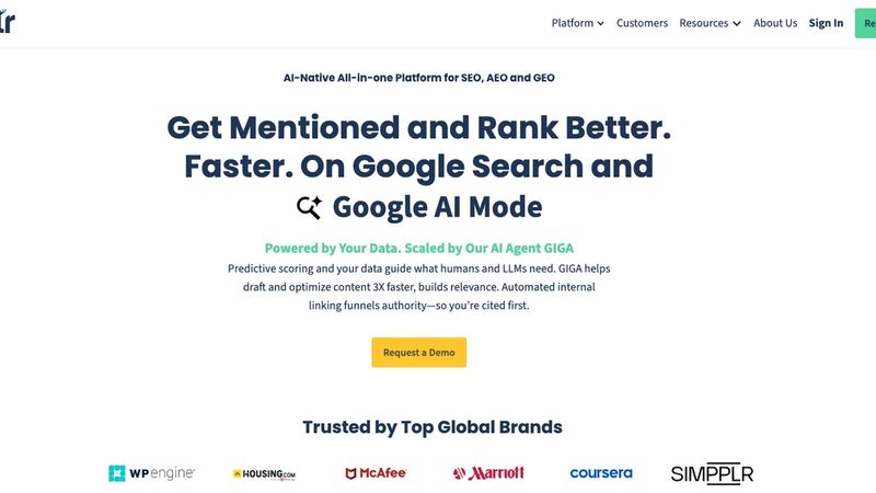 Quattr enterprise SEO platform dashboard showing AI citation tracking, brand visibility metrics, and content optimization tools for SaaS companies