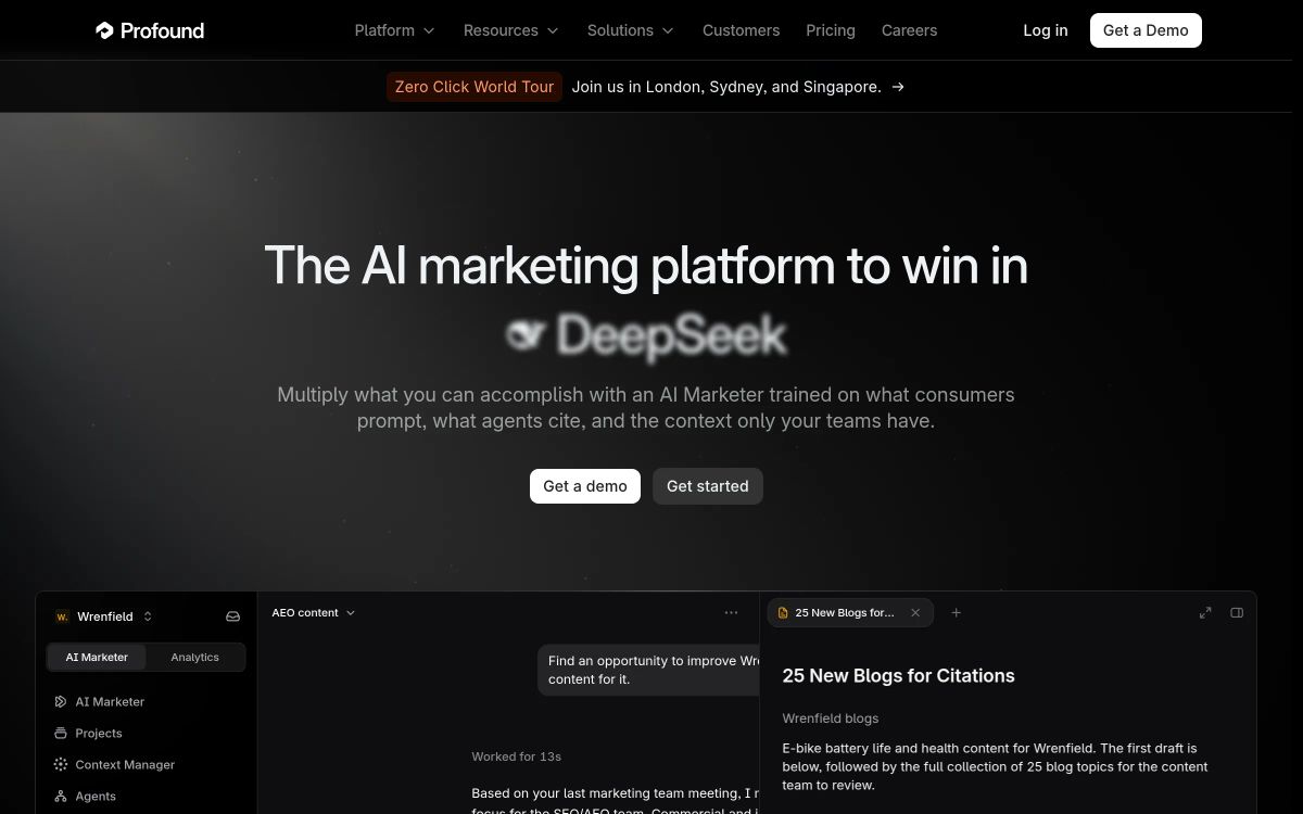 Profound homepage
