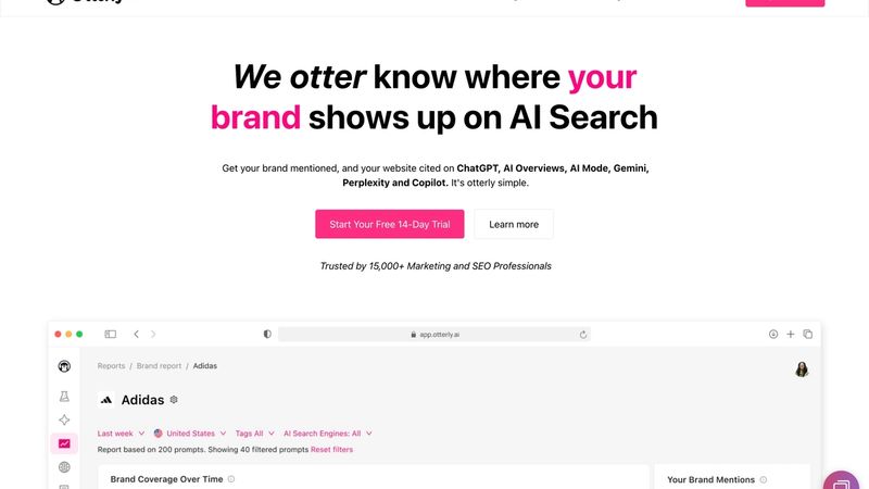 Otterly AI interface showing the most affordable entry point into professional AI search monitoring at €29 per month for 15 prompts, with unlimited users across all plans, generous number of Generative Engine Optimization URL audits for individual page analysis, and 4 AI model tracking, noting that Google AI Mode and Gemini require add-ons, with Standard at €189 and Premium at €489 for larger prompt volumes