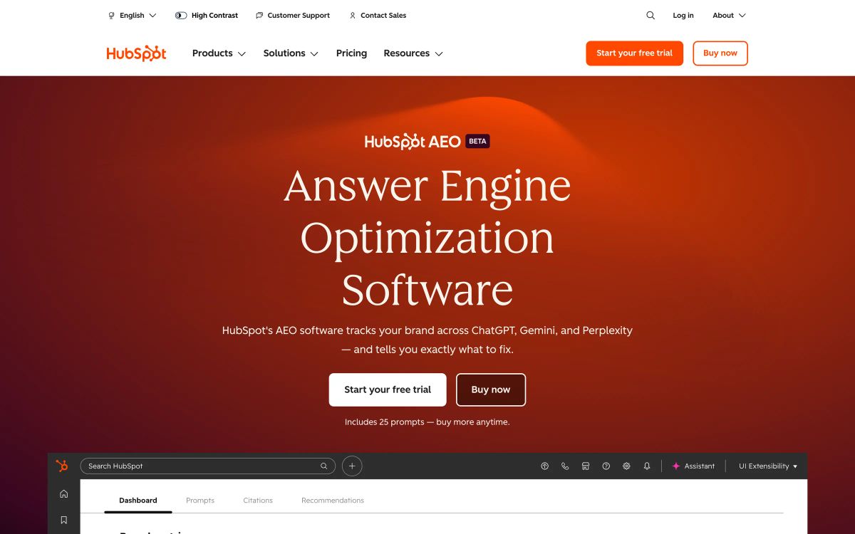 HubSpot AEO product page