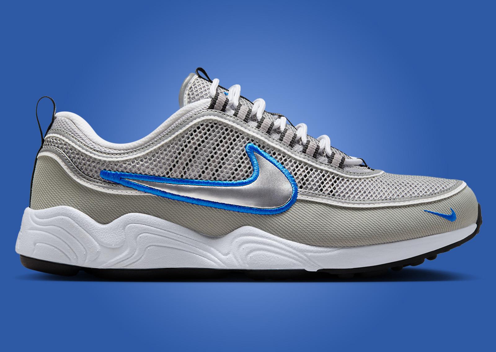 Nike Air Zoom Spiridon Metallic Silver Signal Blue Lateral