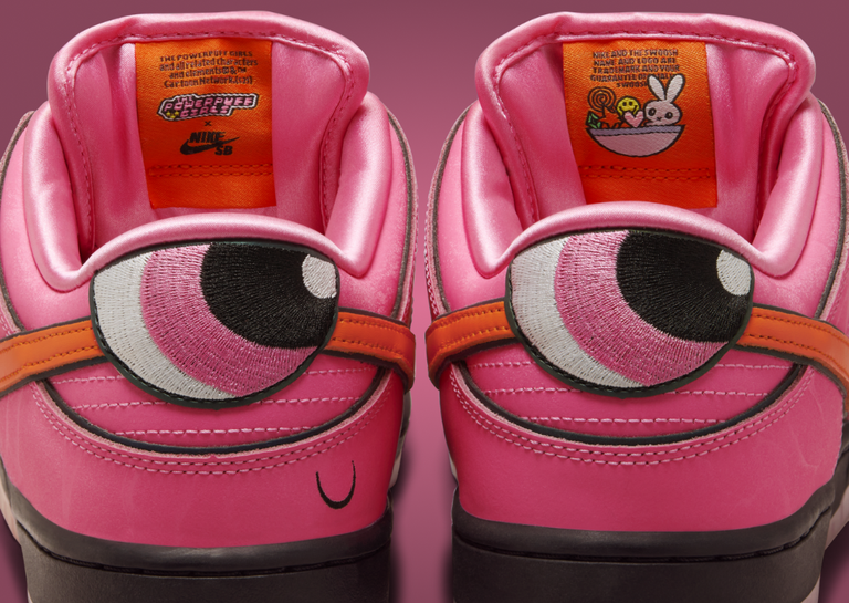 The Powerpuff Girls x Nike SB Dunk Low Pro QS Blossom Heel and Tongue Detail