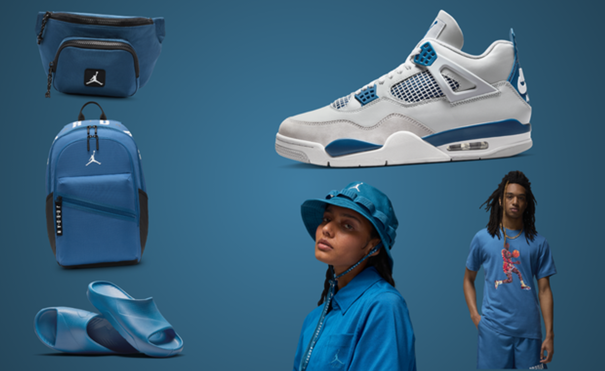 Jordan Industrial Blue Apparel and Sneakers