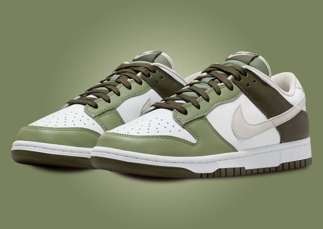 olive green and white dunks