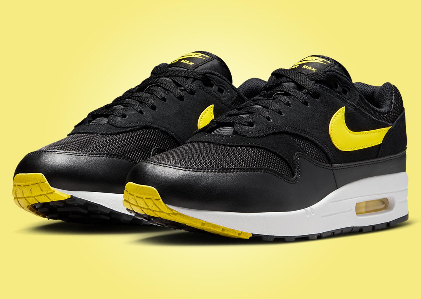 Nike Air Max 1 Black Opti Yellow Angle