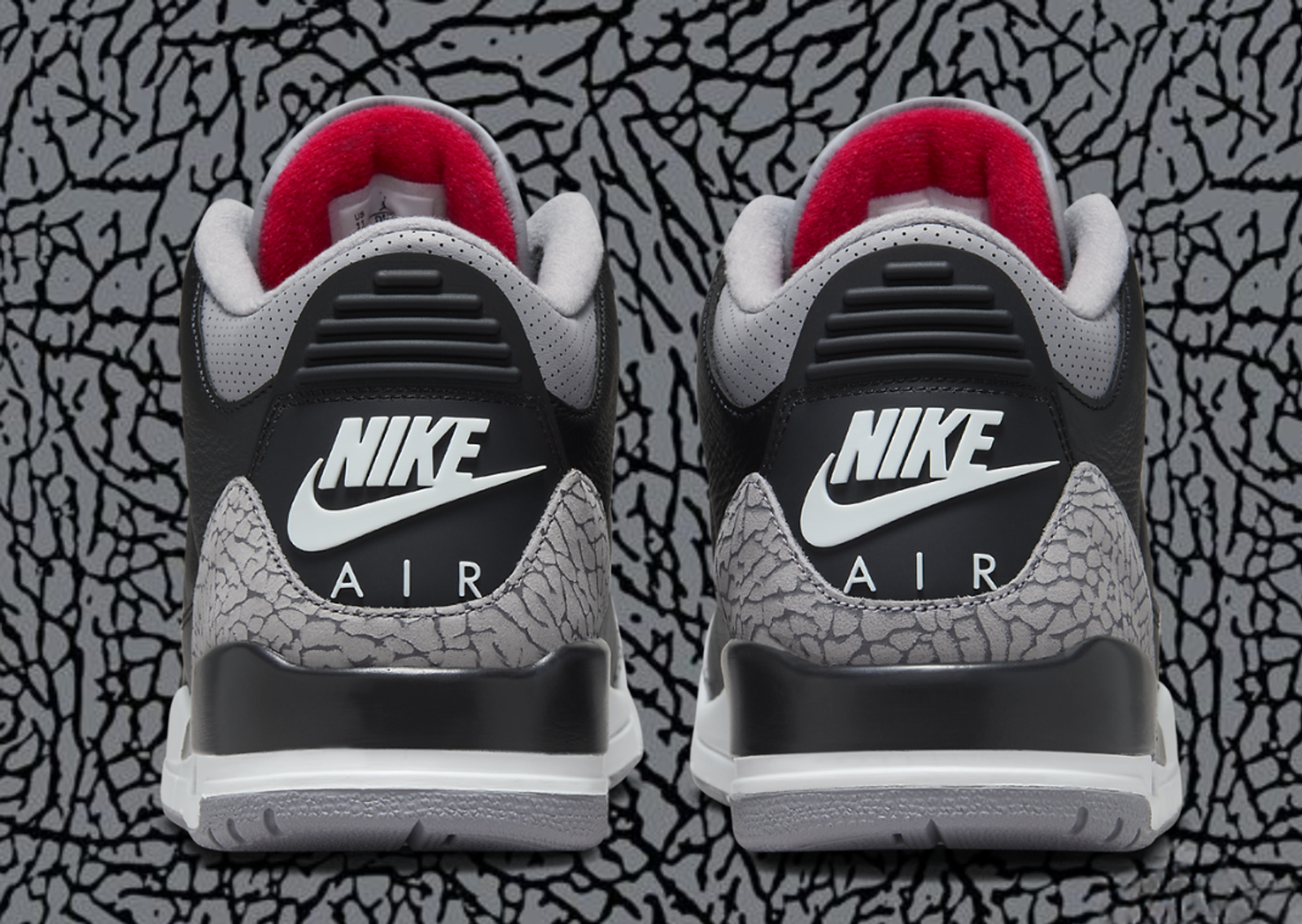 Air Jordan 3 Retro Black Cement Heel Tab Nike Air