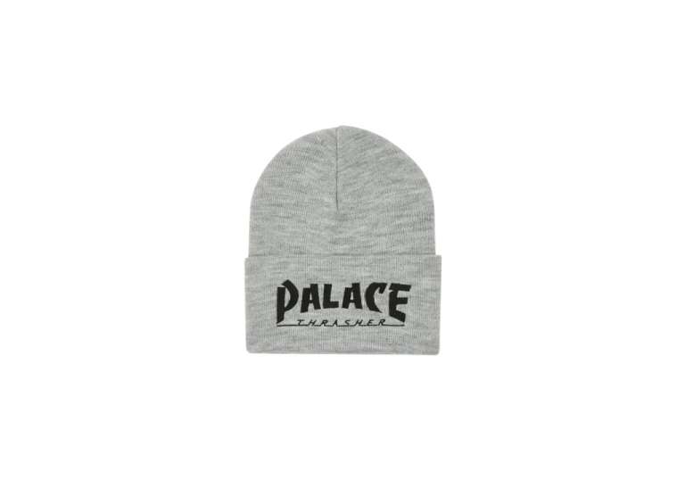 Palace Thrasher SS24 Knit Hat in Grey Marl