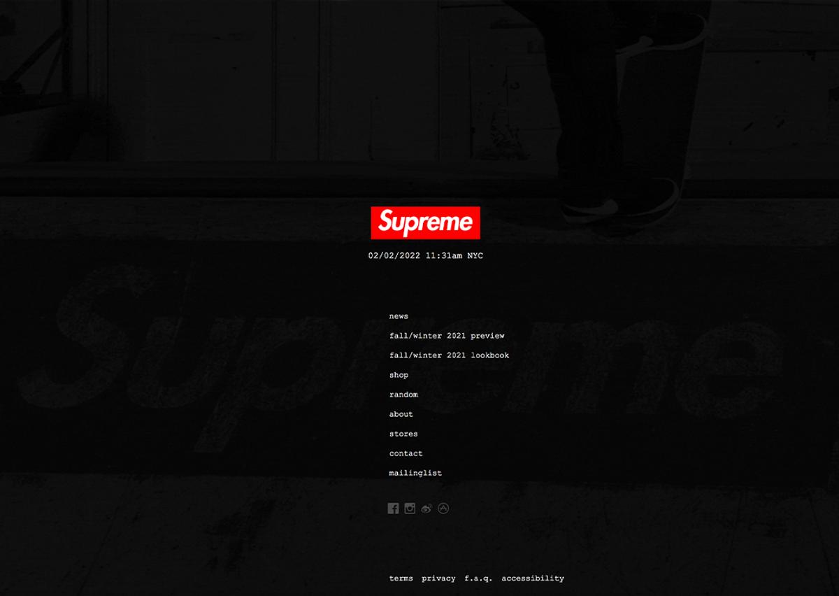 Can find News, Web Store and Store details on Supreme's website 