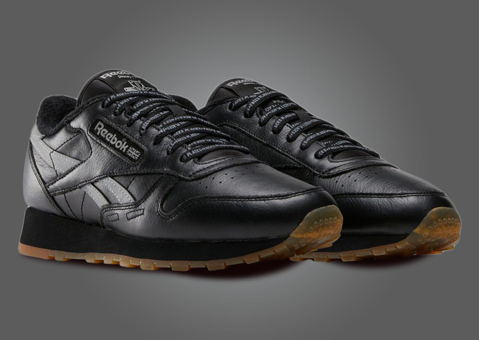 Places+Faces x Reebok Classic Leather Black Angle